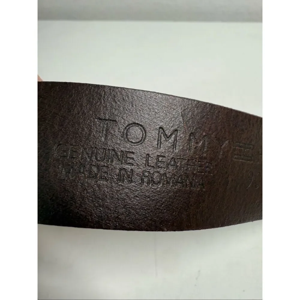 Tommy Hilfiger Brown Genuine Leather Belt Size 36” See Description